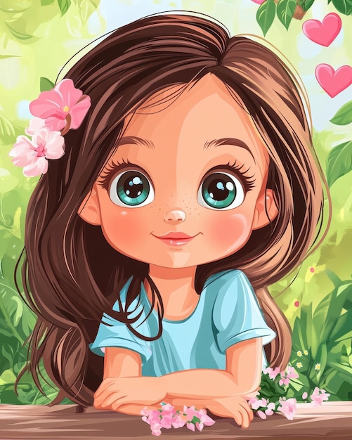 Photo discover stunning dollstyle portraits of a little girl featuring adorable cartoon art