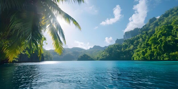 Photo discover the tropical paradise of palau with lush forests mountains azure ocean and sunny skies concept travel destinations tropical paradise palau adventure nature photography