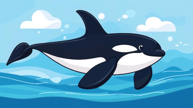 Photo discover a vibrant d cartoonstyle illustration of a killer whale showcasing textures