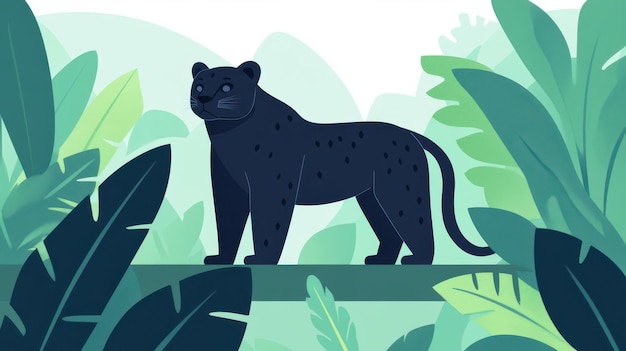 Photo discover a vibrant jungle scene featuring a sleek black panther