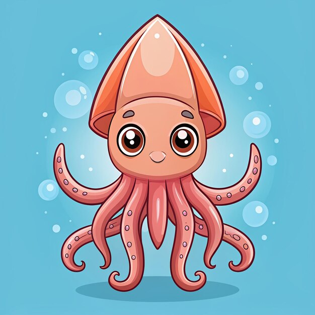 Photo discover a whimsical cartoon vector illustration of a cute squid perfect for nature