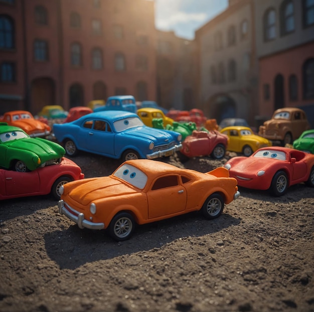 Photo discover the wonder of vibrant clay car adventures with imaginative and dynamic animations