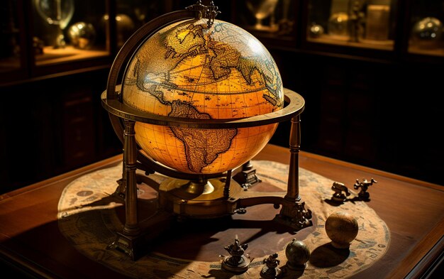 Photo discovering exploration through vintage globes