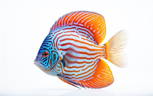 Discus Fish Elegance Aquatic Grace in Colors On White background