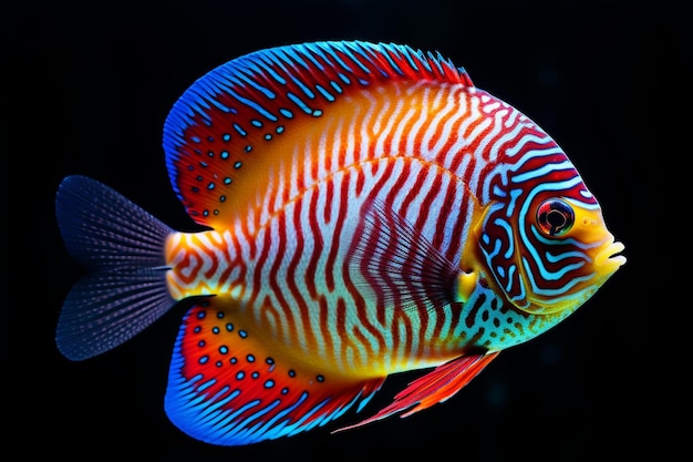 Discus fish with a rainbow of shimmering colors