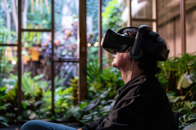 Photo discuss the potential of virtual reality therapy i generative ai