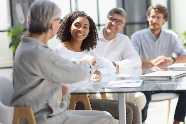 Discussion of successful business people in the office