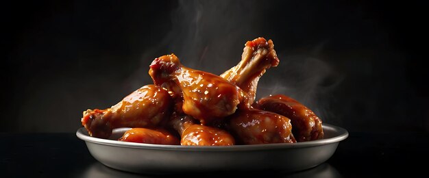 Photo a dish of chicken wings is being cooked in a pan