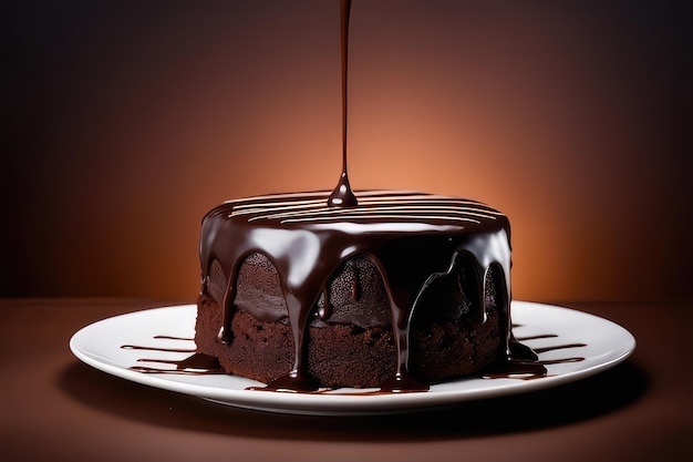 Photo a dish of a delicious chocolate cake