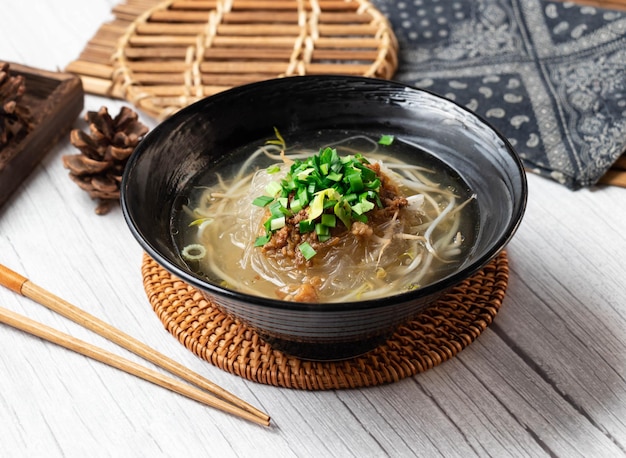 In a dish isolated on wood table side view taiwan food