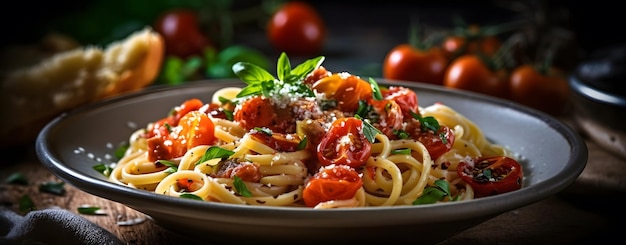 A dish of spaghetti with tomato sauce that looks wonderful Generative AI