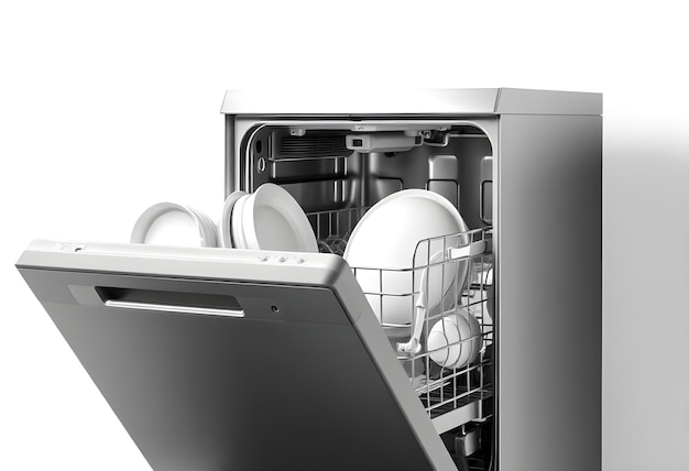 Photo a dishwasher with a white lid and a white dishwasher