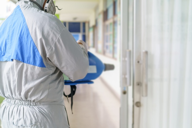 Disinfectant sprayers and germs that adhere on objects on the surface.