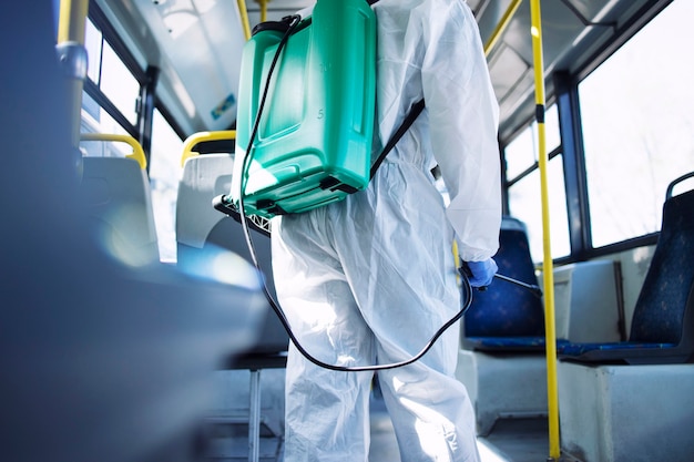 Disinfecting and sanitizing public transportation.