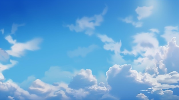 DisneyStyle Blue Sky with Sparse Clouds HD Wallpaper