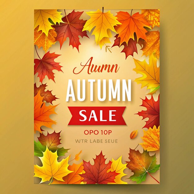 Photo a display of autumn sale is displayed on a yellow background