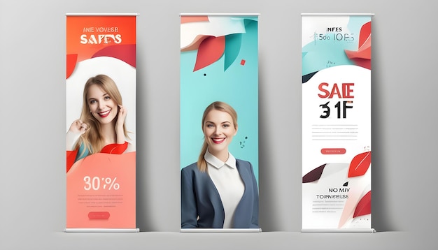 Photo a display of banners for sale and the price of the month is 25