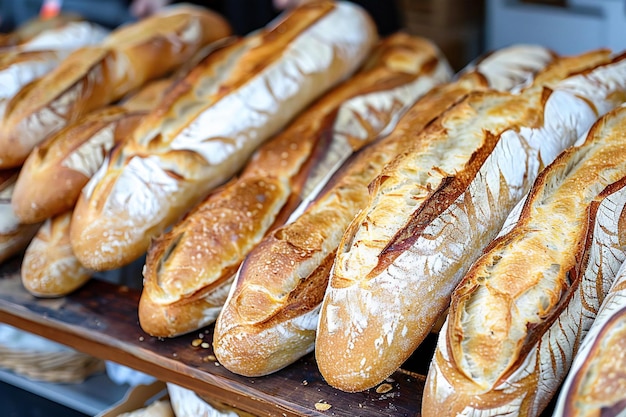 Photo a display of breads with the letter g on it