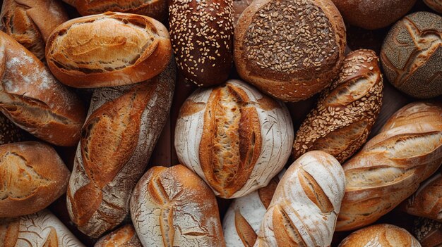 a display of breads with the word bread on them