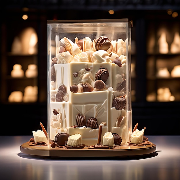 a display of chocolates and chocolates is displayed