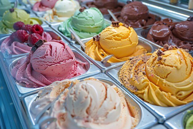 a display of different colored gelato ice creams