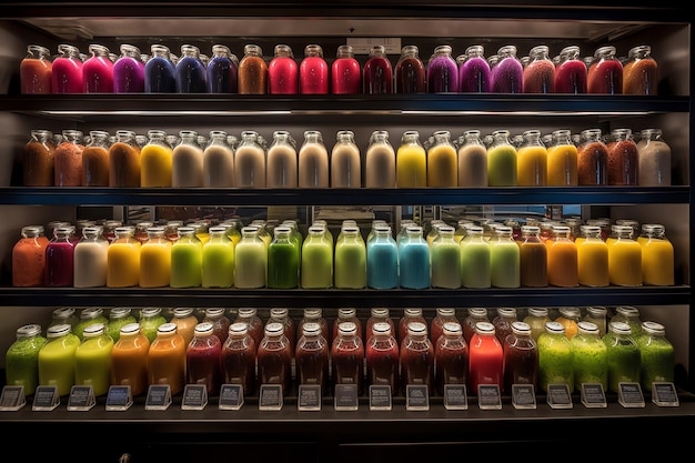 A display of different drinks in a store