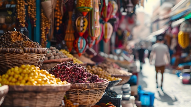 Photo a display of dried fruit and nuts in a store