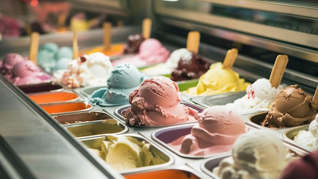 a display of ice creams and ice creams