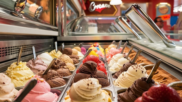 a display of ice creams and ice creams