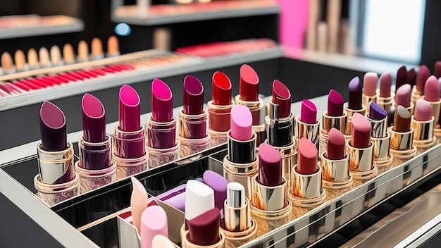 A display of lipsticks in a store.