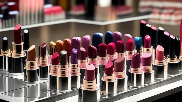 A display of lipsticks in a store.