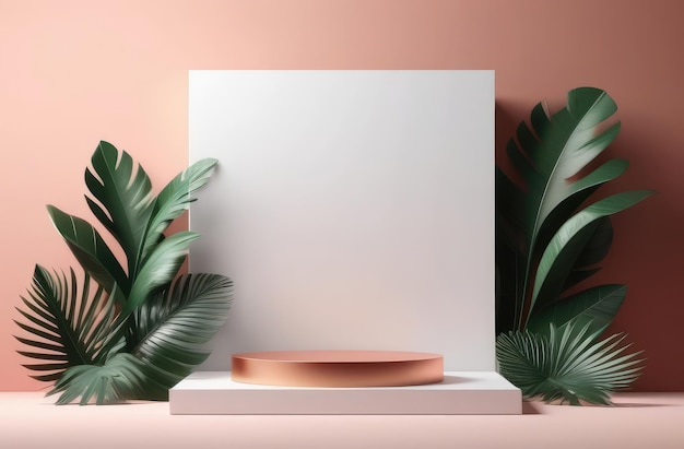 display podium in minimalistic style abstract background for cosmetic products in pastel colors