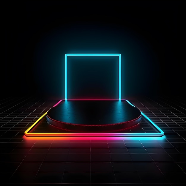 Display product futuristic with neon effect generative ai