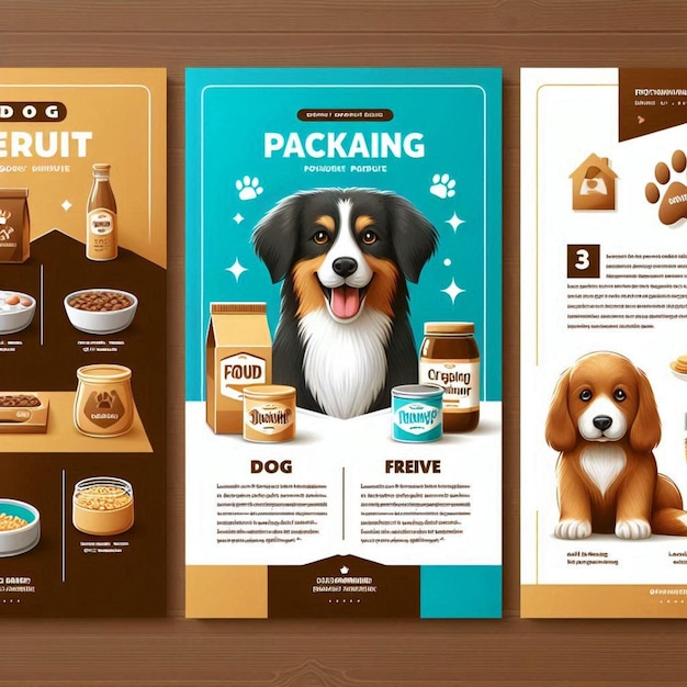 Photo a display of products for dog food and dog food