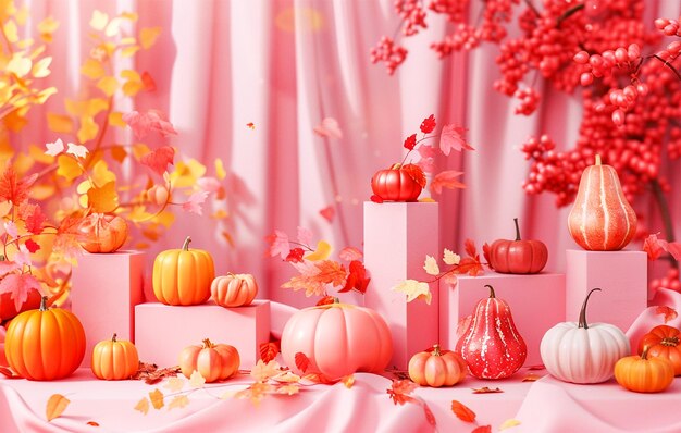 a display of pumpkins and a box with the words pumpkins on the bottom