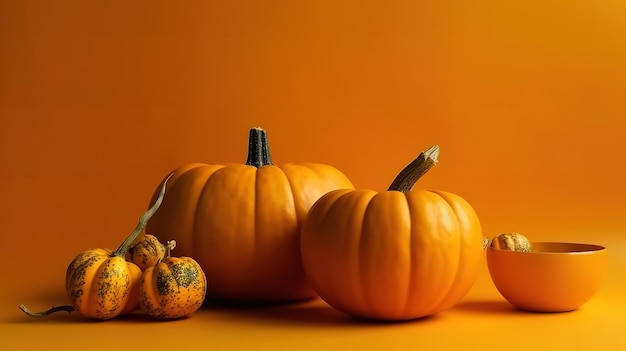 Display of pumpkins gourds etc for halloween in a garden centre Generative Ai