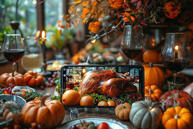 Photo a display of pumpkins and pumpkins with a candle in the background