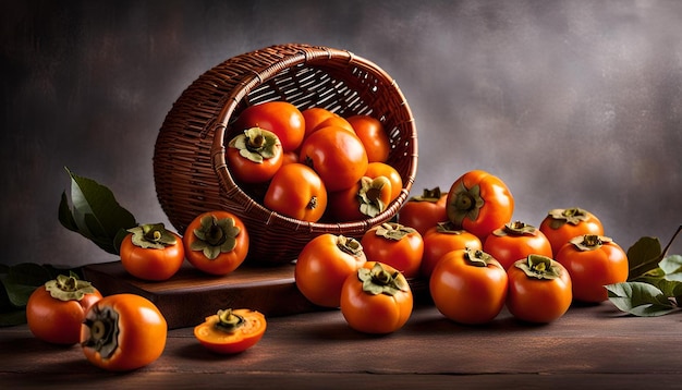 A display of ripe persimmon