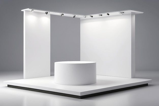 Display stand podium on copy space background Blank exhibition platform