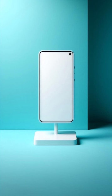 Photo a display stand with a white phone on it