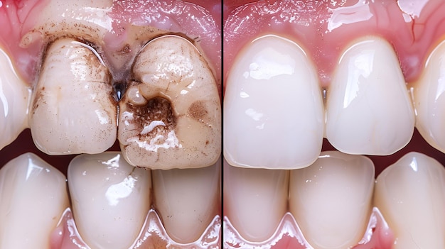 Photo a display of teeth and teeth is shown in a display