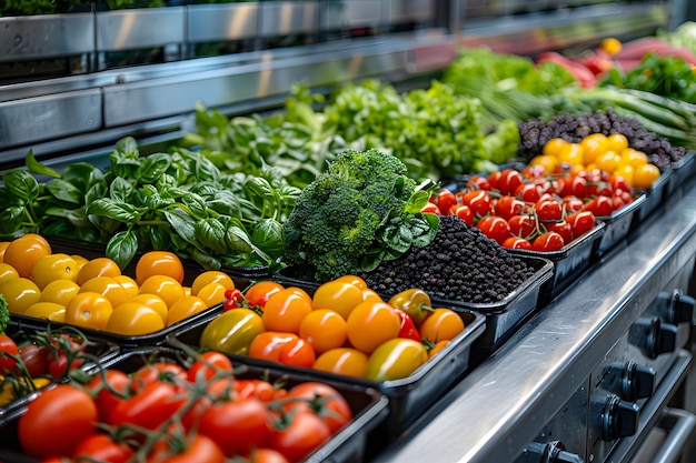 Display of Various Vegetables in Store Generative AI