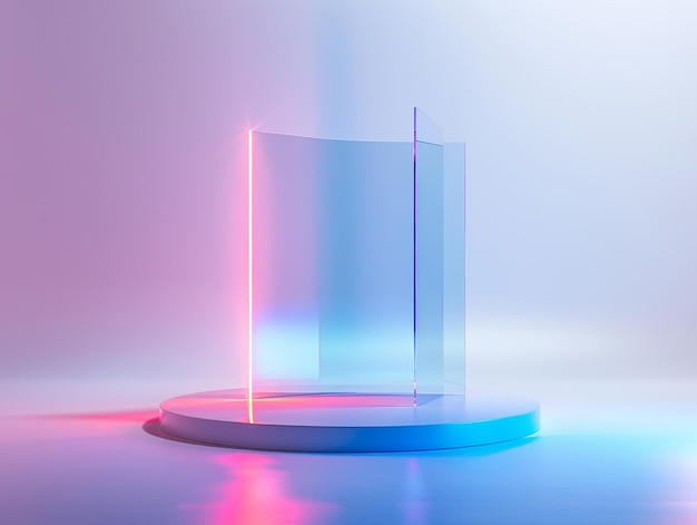 a display with a blue and red light on it