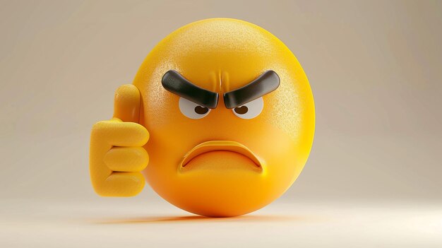 Displeased Emoji with ThumbsDown Gesture Expressing Disapproval on Transparent Background