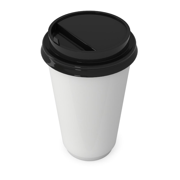 Disposable coffee cup Blank paper mug with black plastic cap