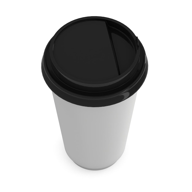 Disposable coffee cup Blank paper mug with black plastic cap