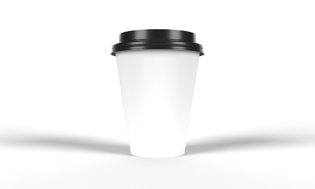 Disposable Coffee Drinking Takeaway Paper Cup Front View Isolated on a white background