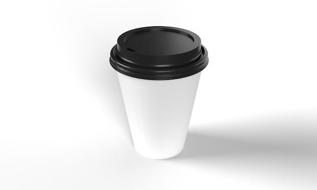 Disposable Coffee Drinking Takeaway Paper Cup Perspective View Isolated on a white