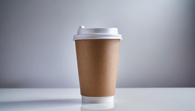 Disposable paper coffee cup with lid Empty polystyrene drinking mug mockup