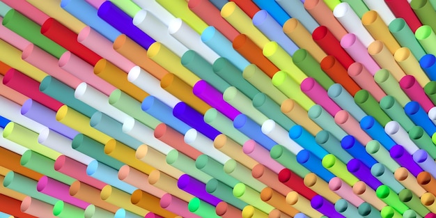 Disposable plastic colorful drinking straws 3d illustration